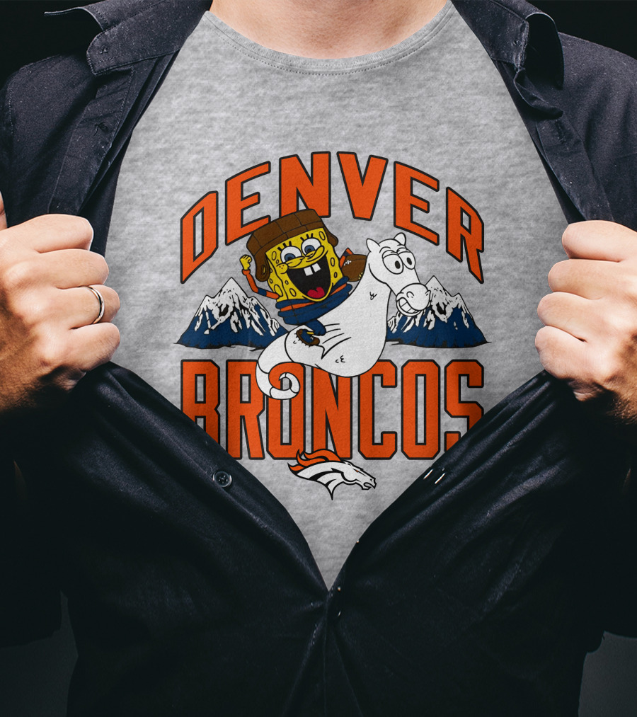Denver Broncos Homage X Spongebob Men's Fanatics Gray Pro Shop T-Shirt