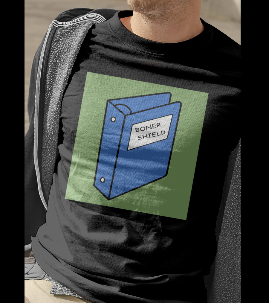 BONER SHIELD Blue Binder T-Shirt