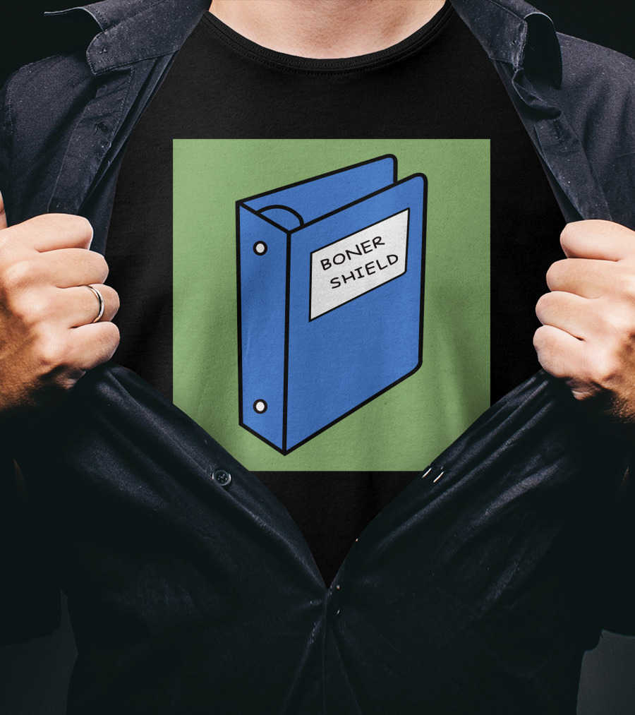 BONER SHIELD Blue Binder T-Shirt