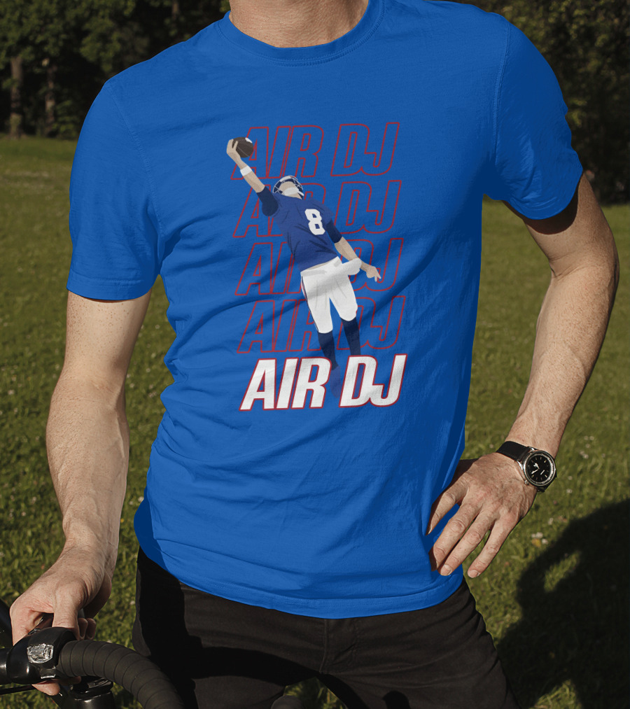 Justin Penik Jomboymedia Air DJ Football Player Number Eight Blue T-Shirt