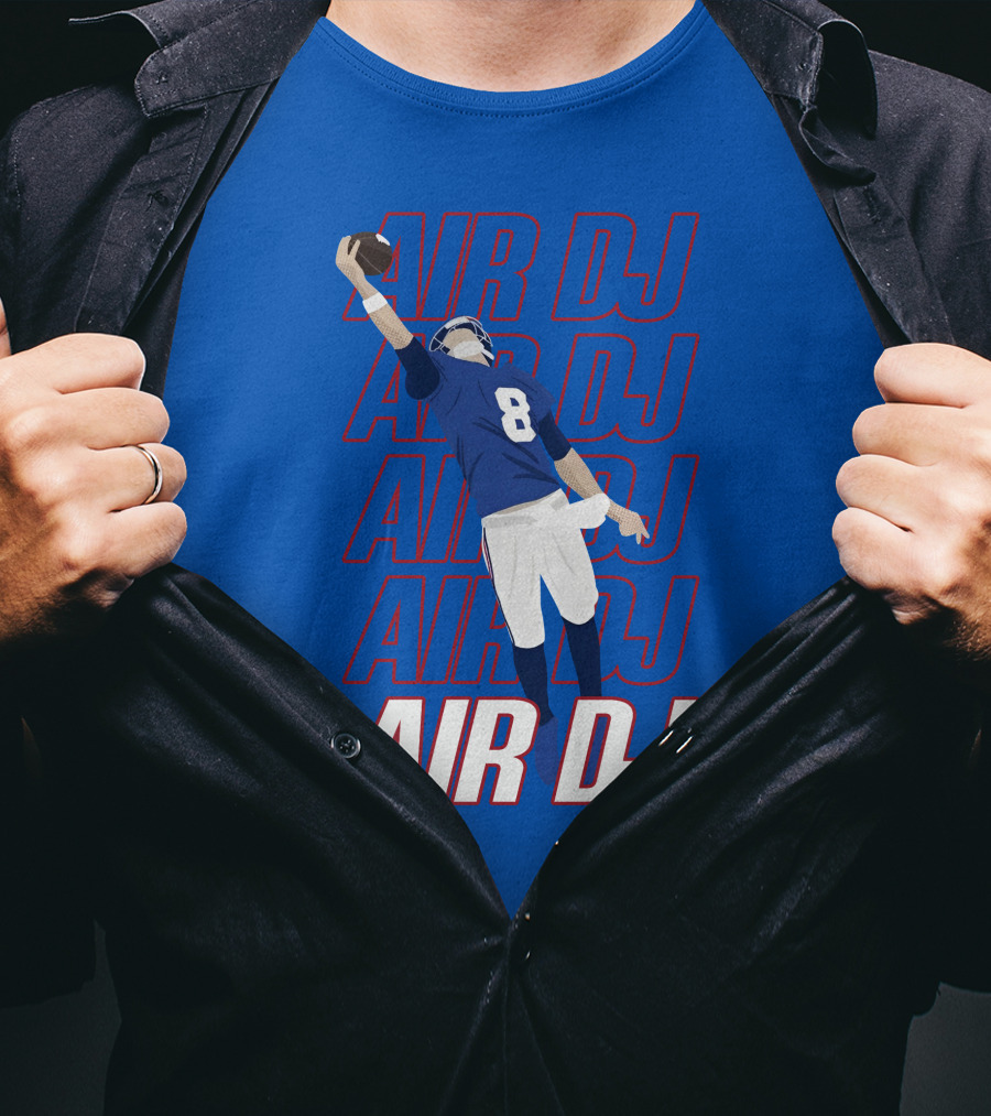 Justin Penik Jomboymedia Air DJ Football Player Number Eight Blue T-Shirt