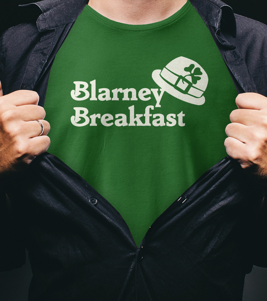 Blarney Breakfast Leprechaun Hat Shamrock Green T-Shirt