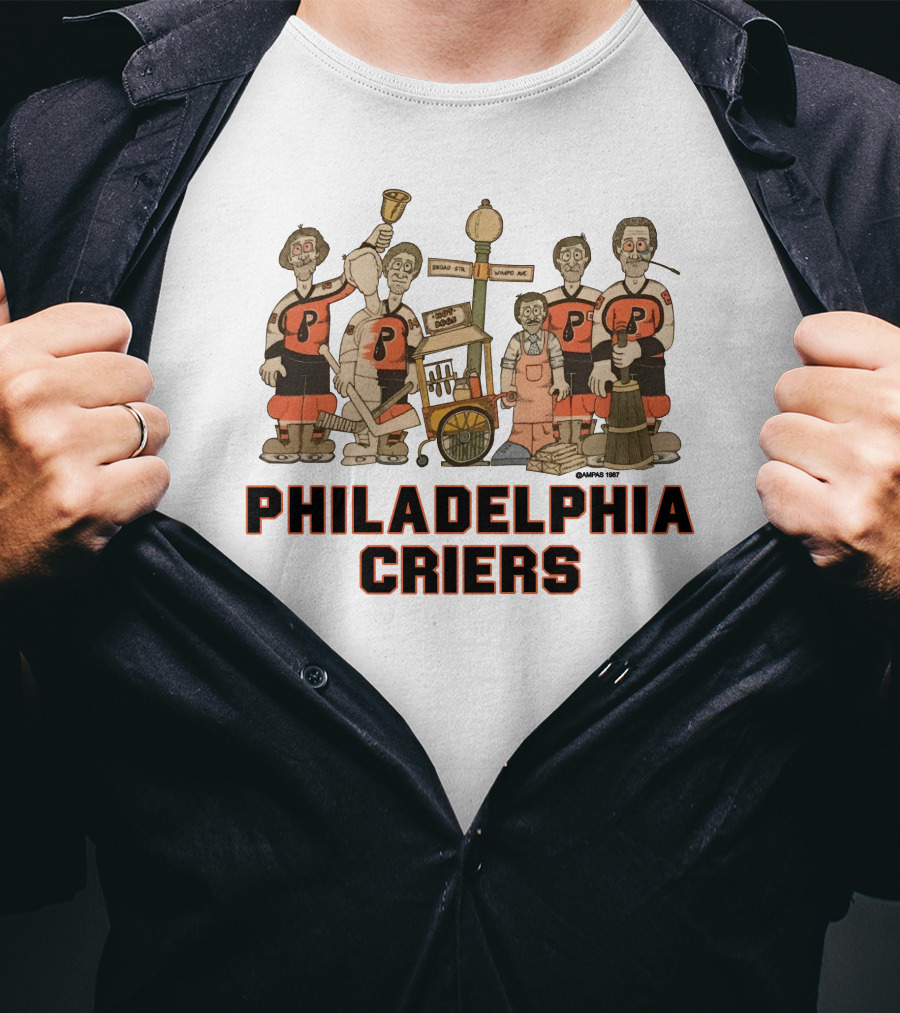 Philadelphia Criers Hockey Team Cartoon Characters With Instruments T-Shirt