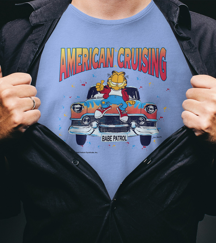 Garfield American Cruising Babe Patrol Vintage Car Vibe T-Shirt