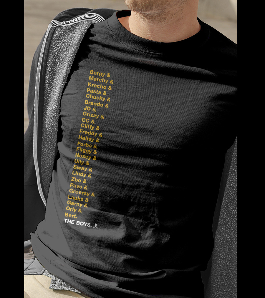 Boston Bruins Bergy Marchy Krecho Pasta The Boys Iconic Team Lineup List T-Shirt