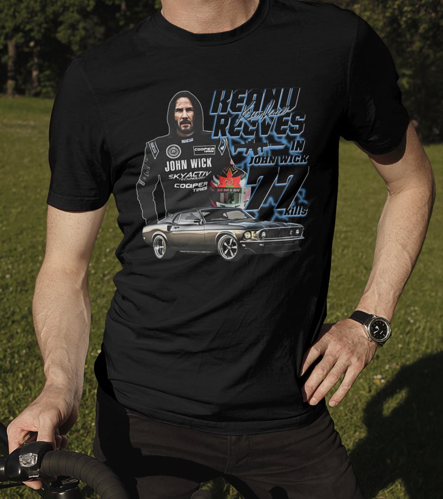 Keanu Reeves John Wick Racing Car 77 Kills T-Shirt