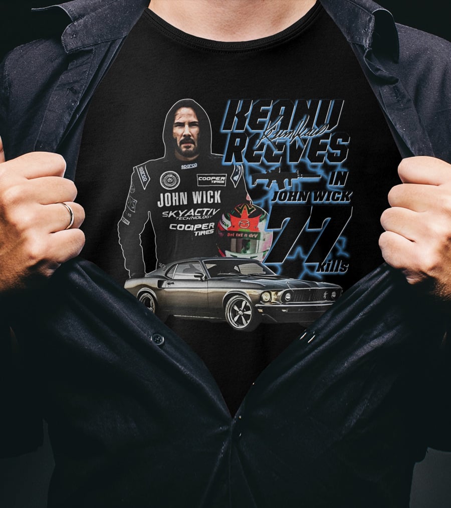 Keanu Reeves John Wick Racing Car 77 Kills T-Shirt