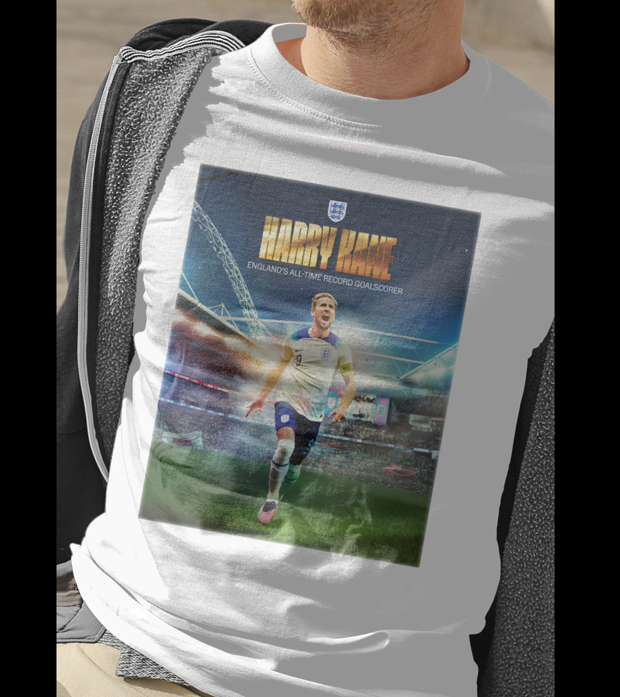 Harry Kane England's All-Time Record Goalscorer Wembley Stadium Celebration Footballer T-Shirt