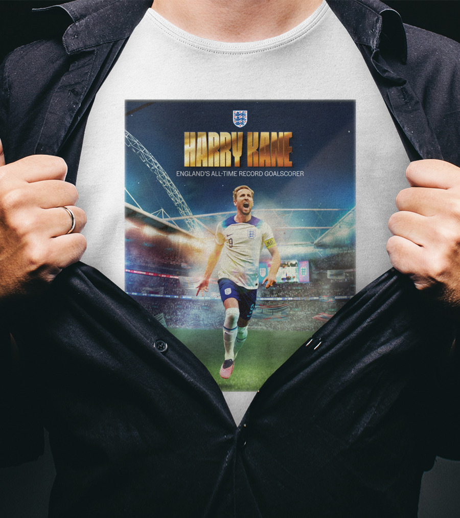 Harry Kane England's All-Time Record Goalscorer Wembley Stadium Celebration Footballer T-Shirt