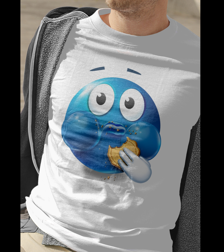 Cookie Muncher Blue Emoji With Crumbs T-Shirt