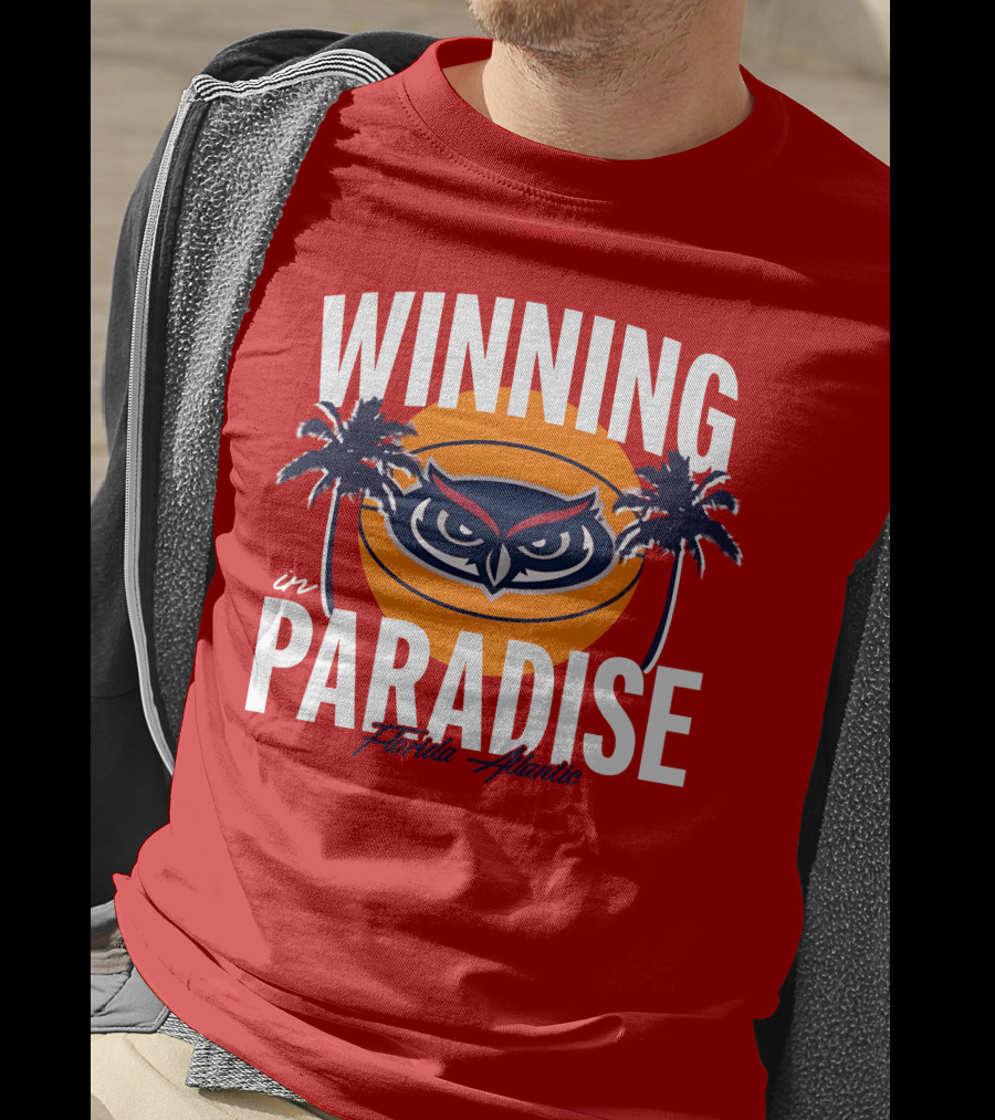 Winning In Paradise Florida Atlantic Owl Sunset Palms T-Shirt