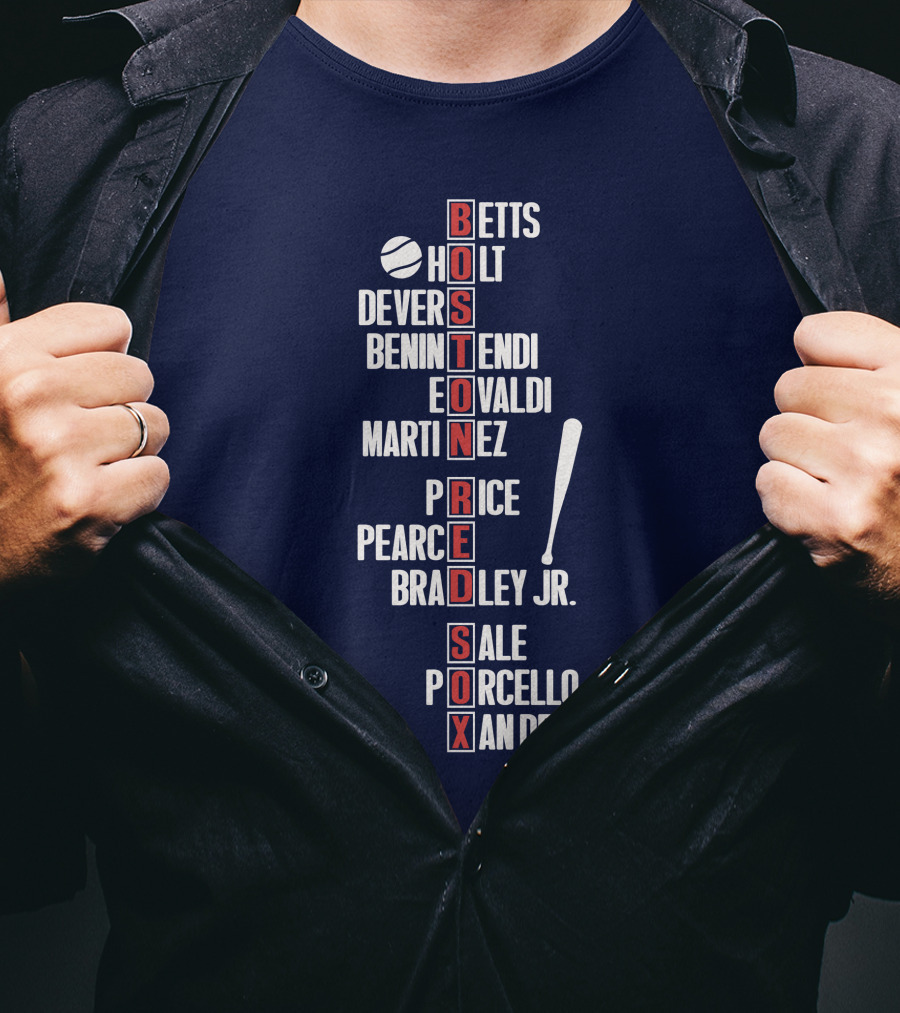 Boston Red Sox Betts Holt Devers Benintendi Eovaldi Martinez Price Pearce Bradley Jr. Sale Porcello Xander T-Shirt