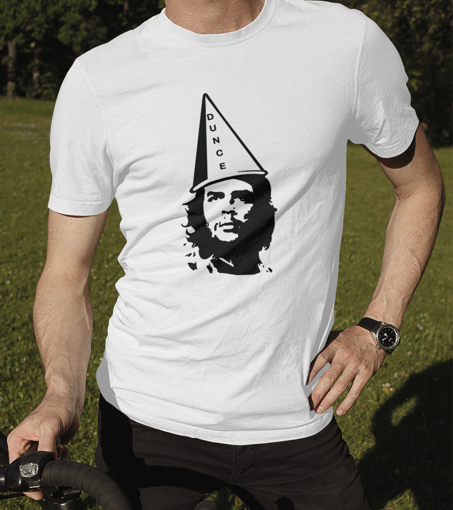 Dunce Guevara Satirical Design With Iconic Figure Wearing Dunce Cap T-Shirt