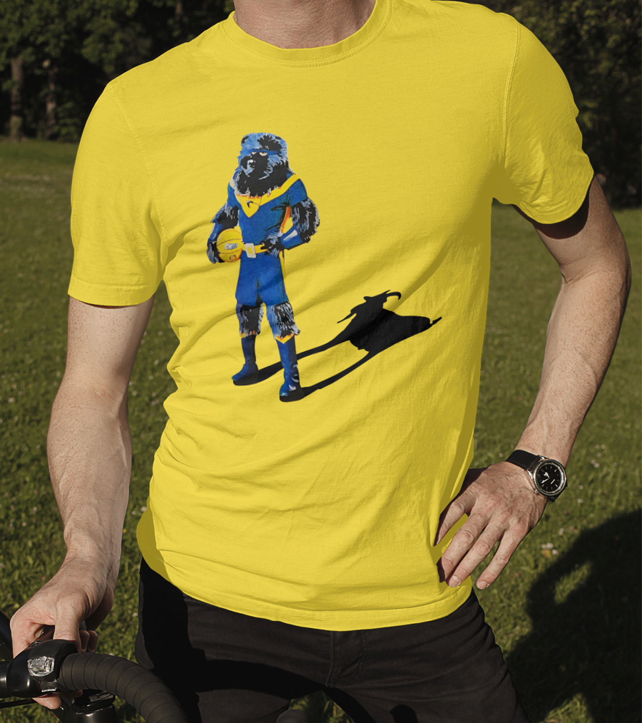 Memphis Grizzlies Bear With Superhero Goat Shadow Holding Basketball T-Shirt