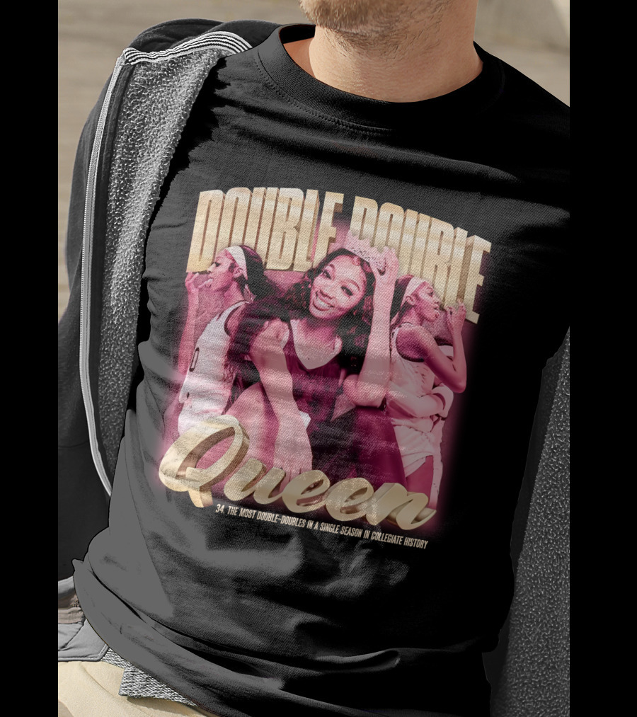 Angel Reese Double-Double Queen 34 Most Double-Doubles In A Single Season In Collegiate History T-Shirt