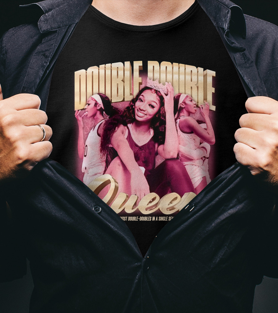 Angel Reese Double-Double Queen 34 Most Double-Doubles In A Single Season In Collegiate History T-Shirt