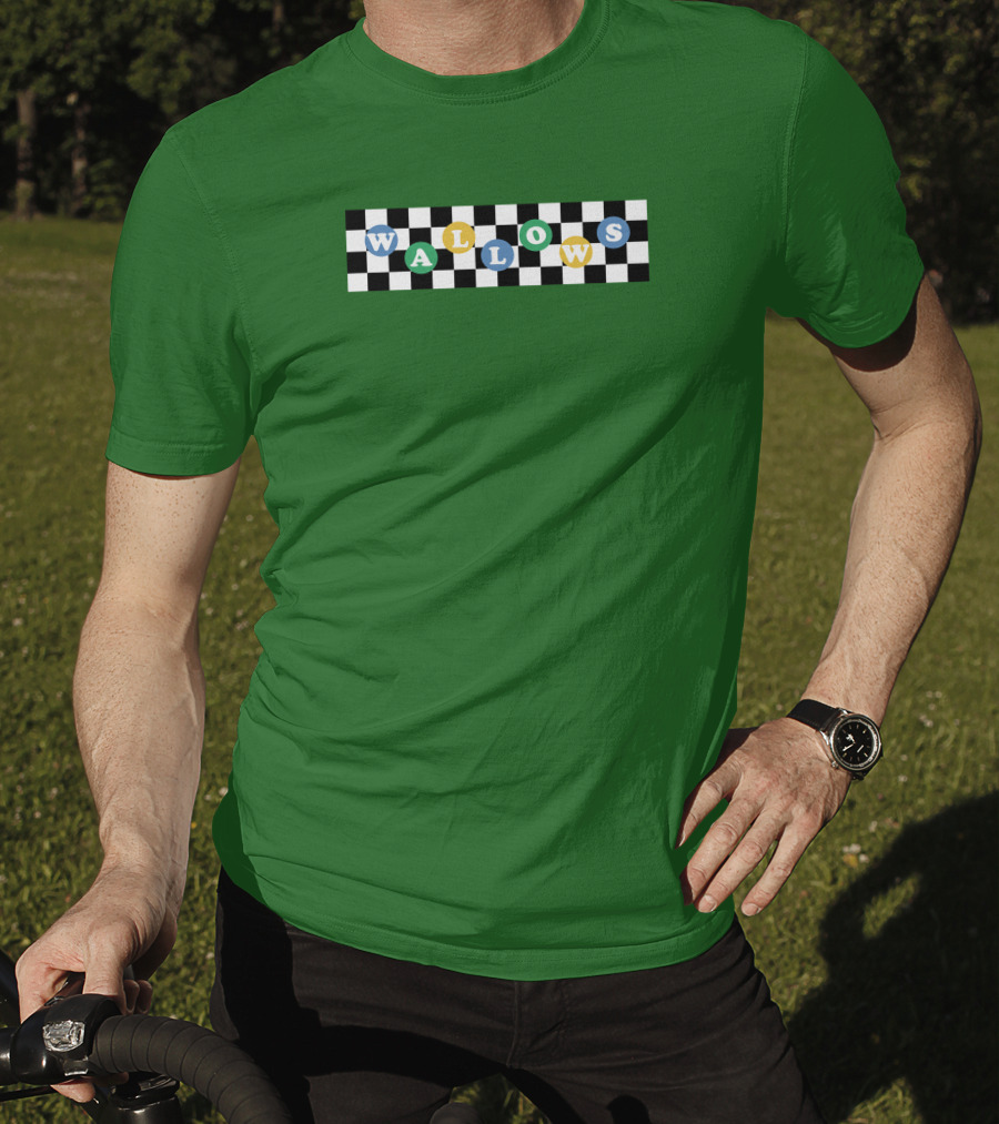 Wallows Checkered Pattern Green Background T-Shirt