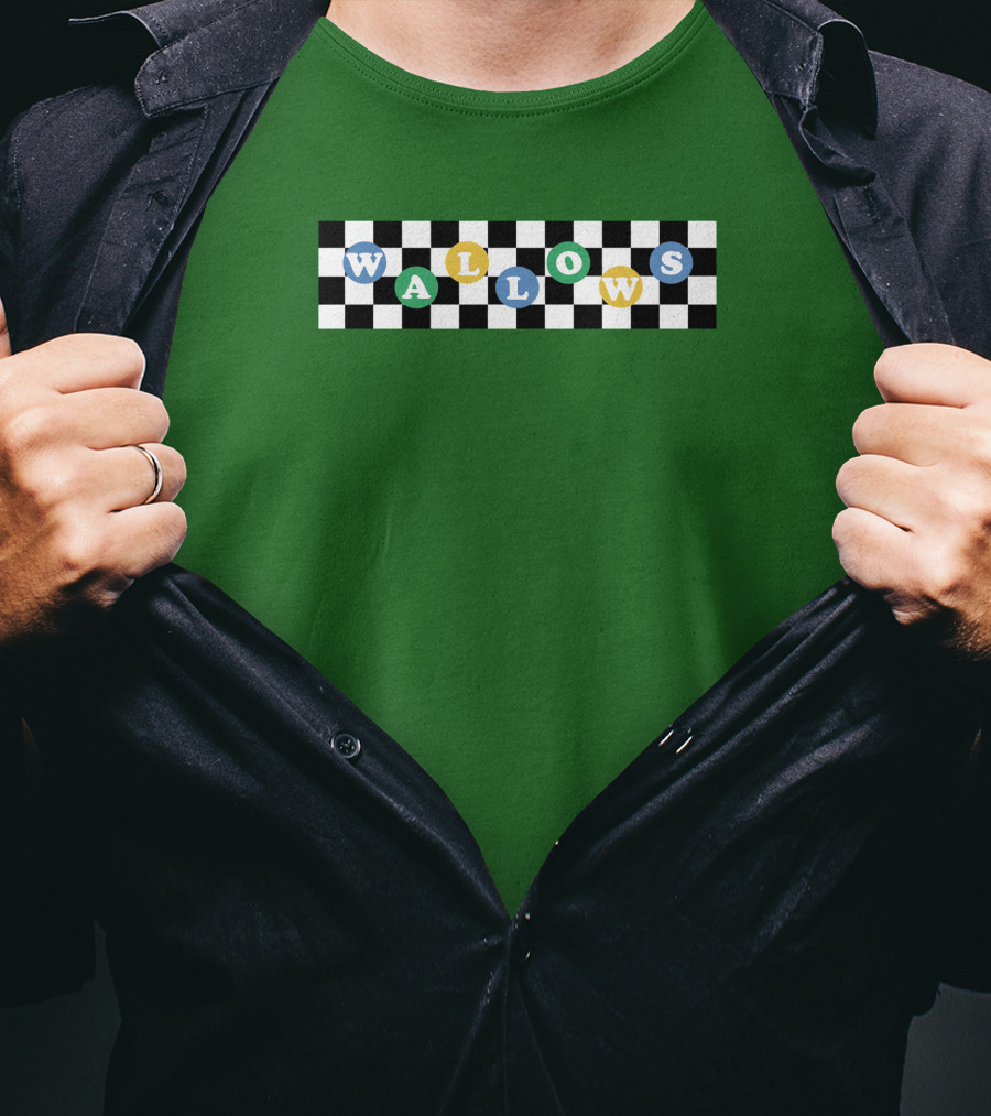 Wallows Checkered Pattern Green Background T-Shirt
