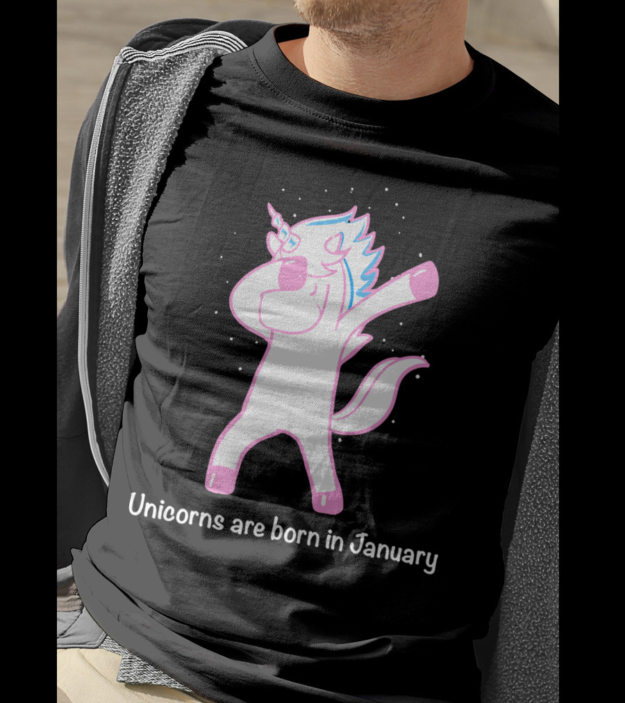 Dabbing Unicorn Celebrating Birthdays In January T-Shirt