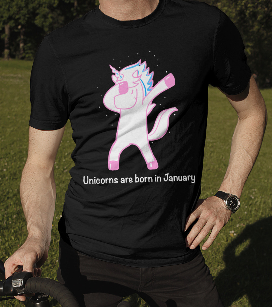 Dabbing Unicorn Celebrating Birthdays In January T-Shirt