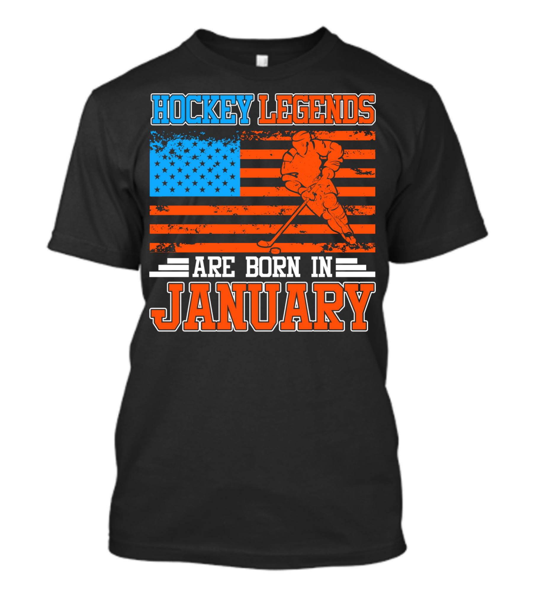 Hockey Legends Are Born In January With American Flag And Skater T-Shirt