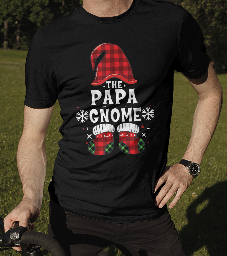 Papa Gnome Buffalo Plaid Christmas Family Matching T-Shirt