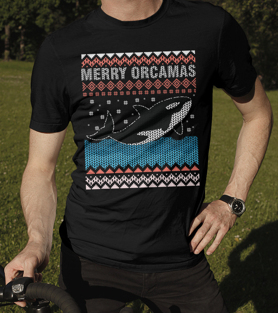 Merry Orcamas Ugly Christmas Orca Killer Whale T-Shirt