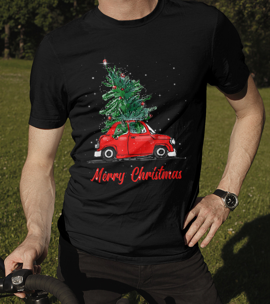 Merry Christmas Red Truck With Christmas Tree Pajama Gifts T-Shirt