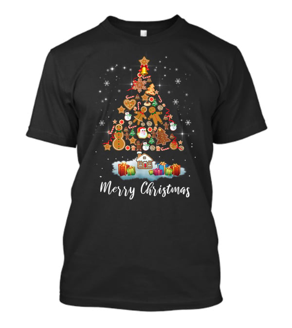 Merry Christmas Gingerbread Men Xmas Tree Cookie Snowman Pajama Gift T-Shirt