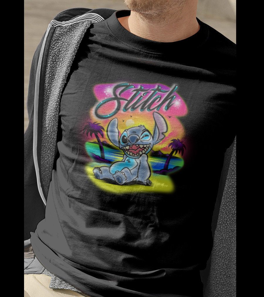 Stitch Sunset Tropical Vibes Disney Pullover B07JZ6L8GY T-Shirt