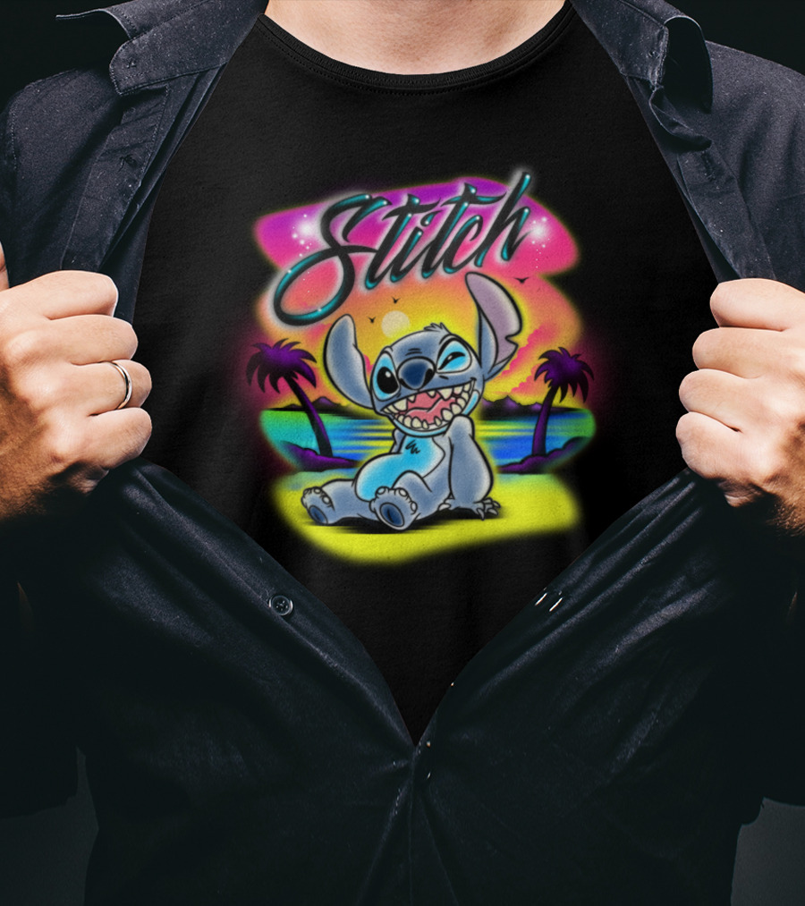 Stitch Sunset Tropical Vibes Disney Pullover B07JZ6L8GY T-Shirt