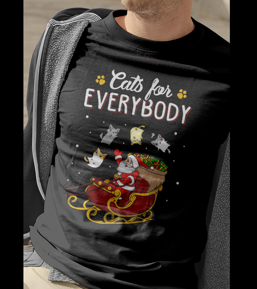 Cats For Everybody Santa Sleigh With Cats T-Shirt