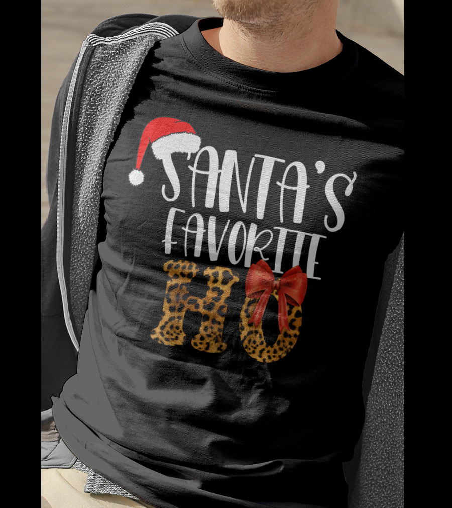 Santa's Favorite Ho Cheetah Print Christmas Holiday T-Shirt