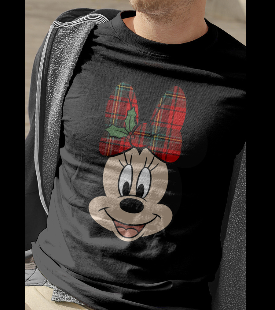 Minnie Mouse Red Plaid Bow With Holly Disney T-Shirt