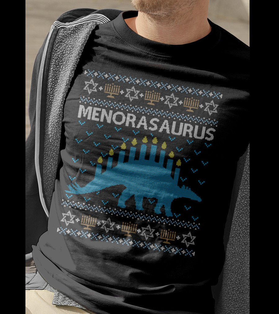 Menorasaurus Hanukkah Dinosaur Menorah Candles T-Shirt