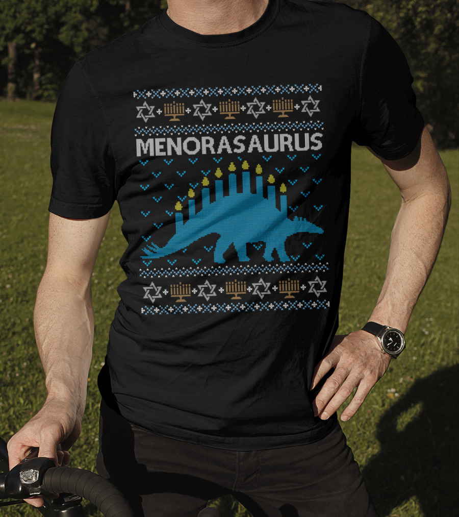 Menorasaurus Hanukkah Dinosaur Menorah Candles T-Shirt
