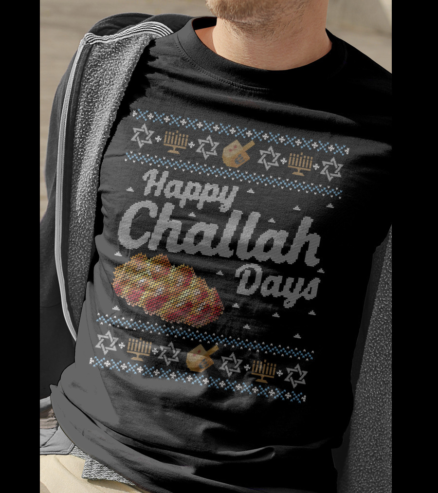 Hanukkah Happy Challah Days Menorah Star Of David Dreidel T-Shirt