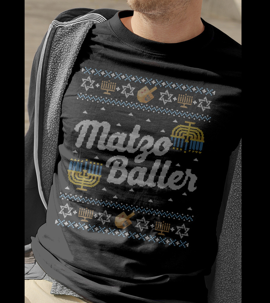 Matzo Baller Hanukkah Menorah Dreidel Stars T-Shirt
