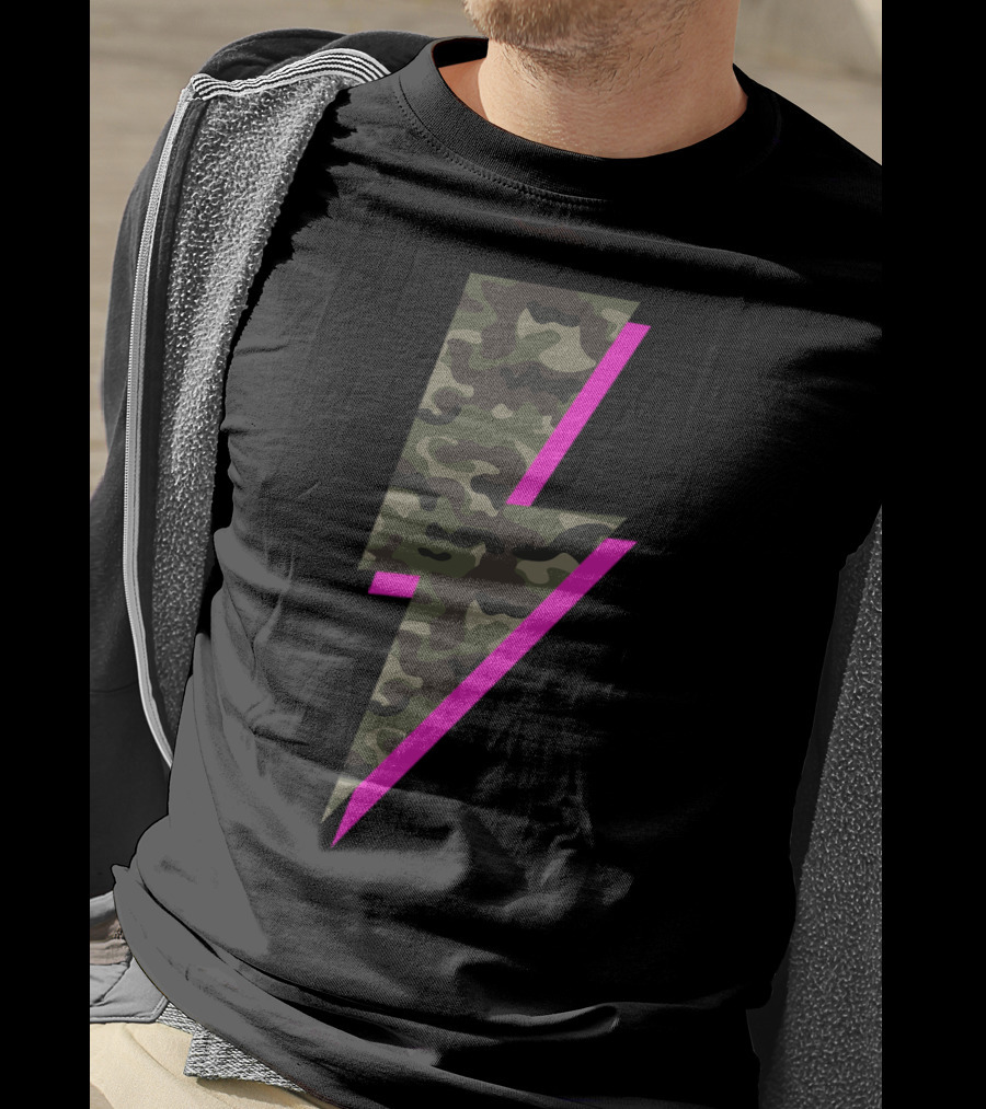 Lightning Bolt Hot Pink Camouflage Camo T-Shirt