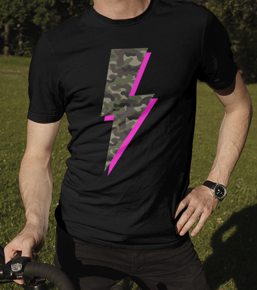 Lightning Bolt Hot Pink Camouflage Camo T-Shirt