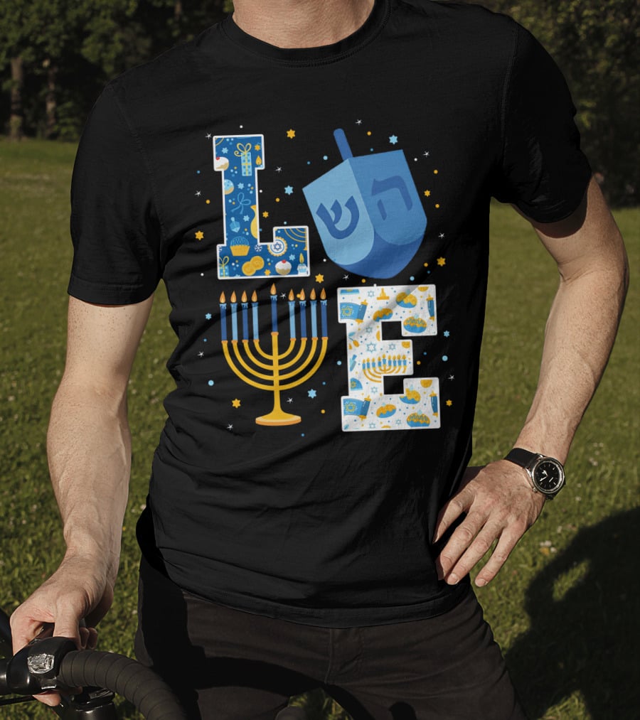 LOVE Hanukkah Dreidel Menorah Chanukah T-Shirt