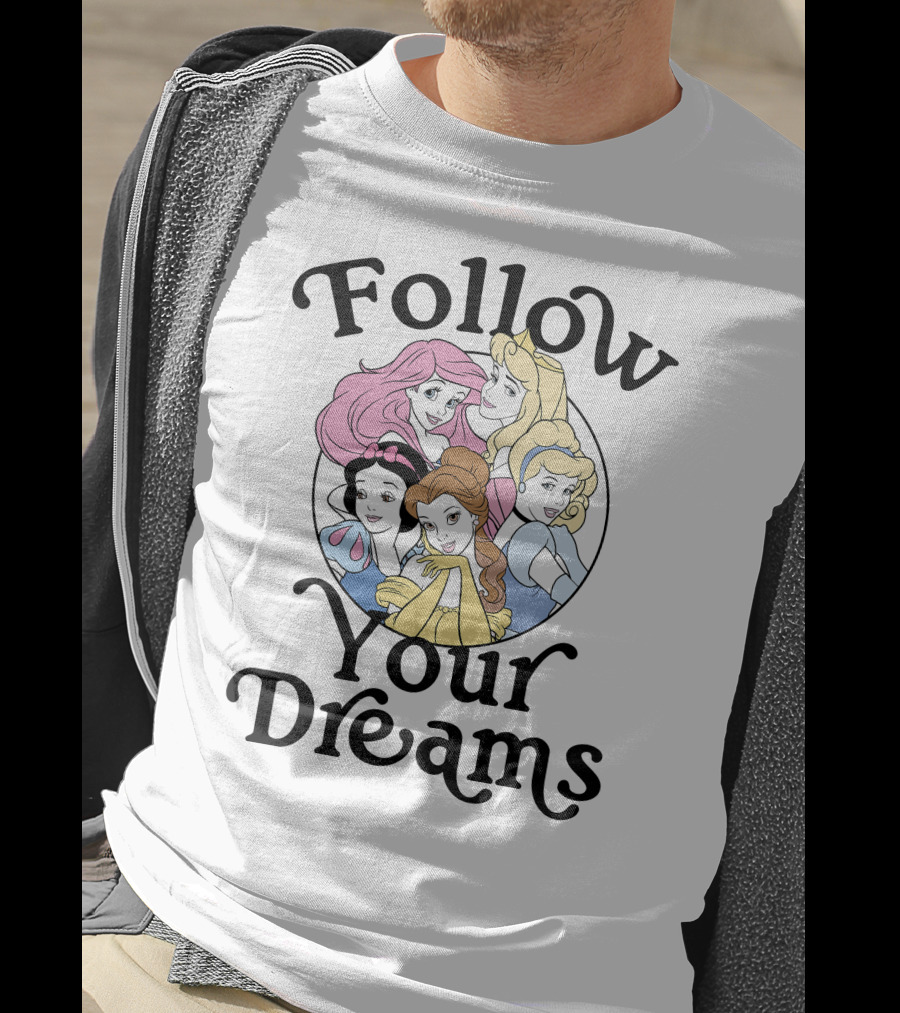 Disney Princess Follow Your Dreams Belle Ariel Aurora Cinderella Snow White 1991 T-Shirt