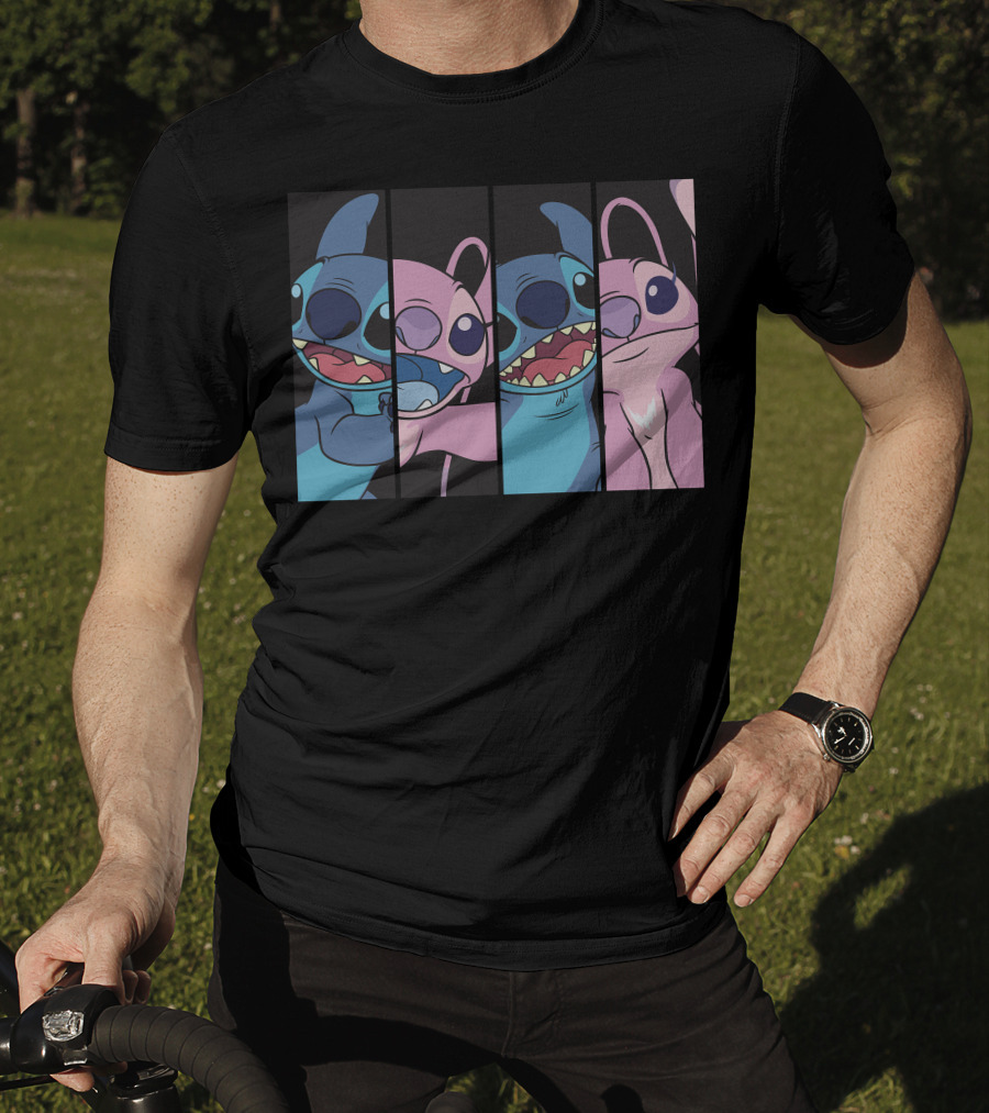 Disney Lilo And Stitch Boxed Faces Patchwork Characters T-Shirt