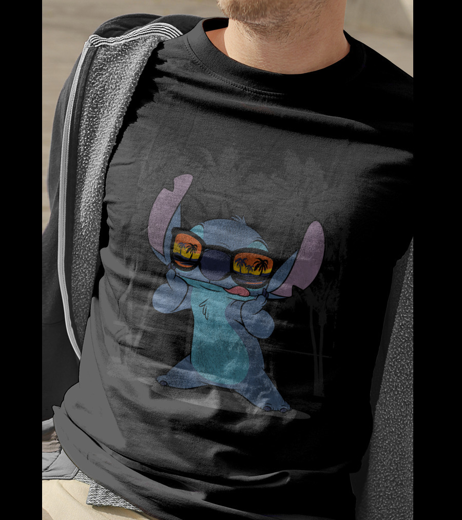 Stitch With Sunglasses Palm Trees Lilo And Stitch Hawaii Disney T-Shirt
