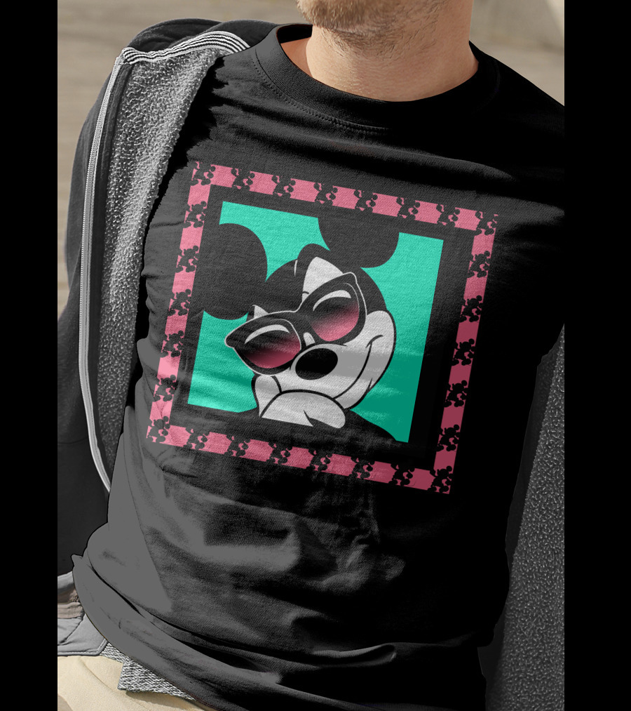 Mickey Mouse Cool Shades Neon Border T-Shirt