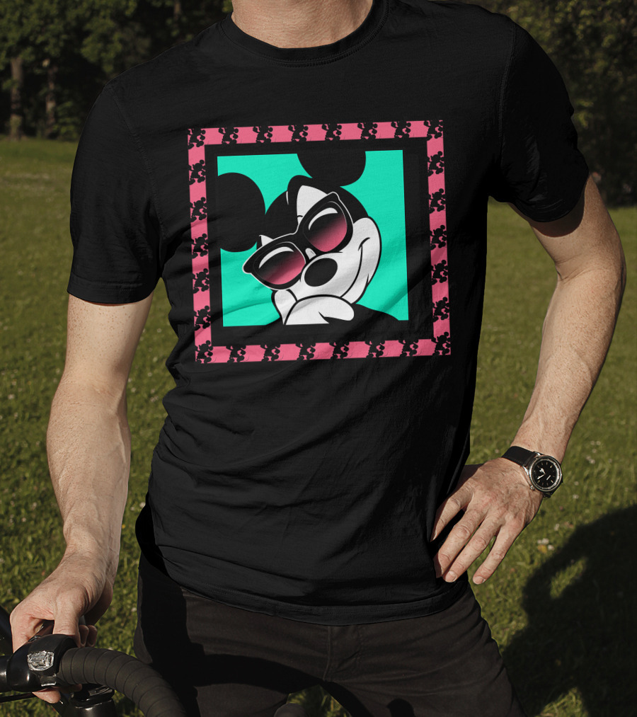 Mickey Mouse Cool Shades Neon Border T-Shirt