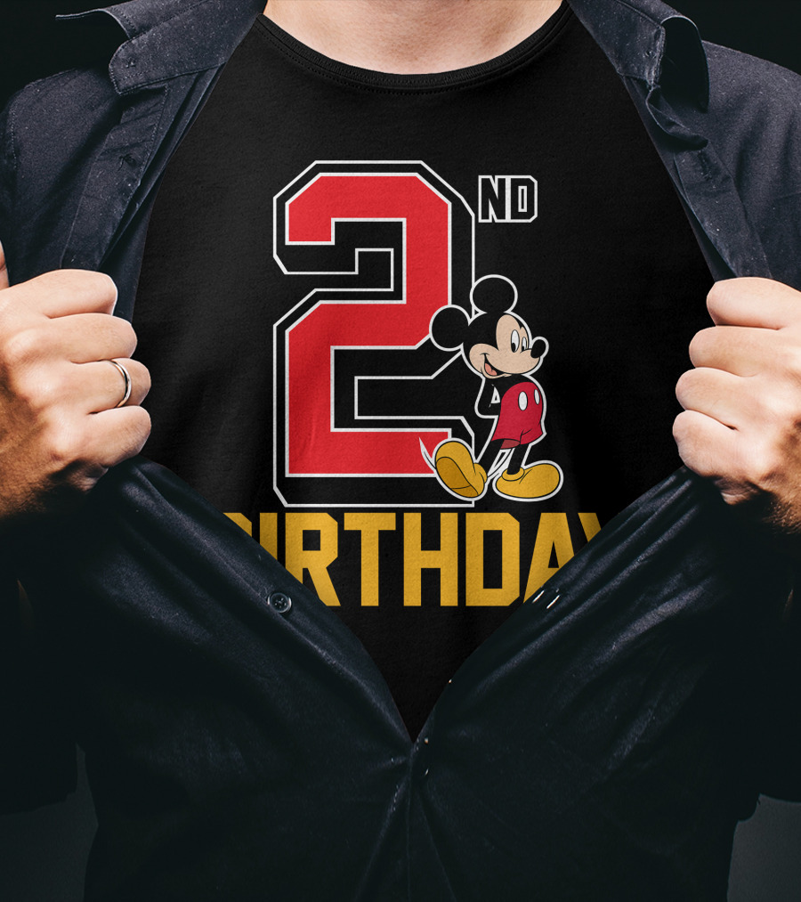Mickey Mouse 2nd Birthday Celebration With Disney Themes T-Shirt