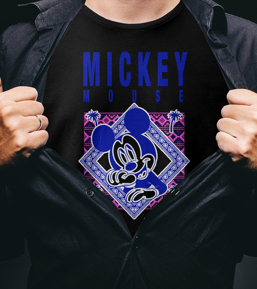 Mickey Mouse Neon Aztec Pattern Palms T-Shirt