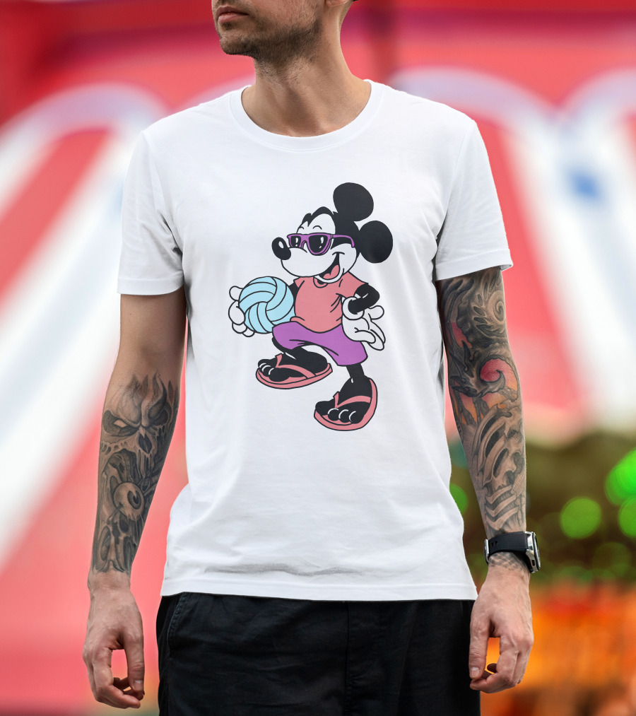 Disney Mickey Mouse Sunglasses Volleyball Playa Vibes T-Shirt