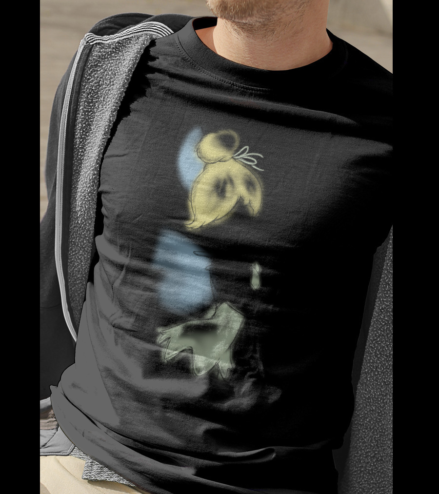Disney Peter Pan Tinkerbell Black Airbrush Sketch Stars T-Shirt